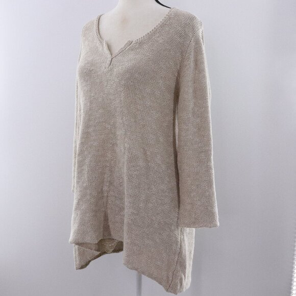 Habitat | Linen Cotton V Neck Tunic Sweater Medium - Picture 1 of 6